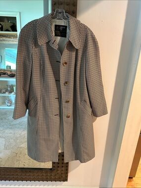 London Fog Black and White Gingham Trench Coat